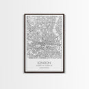 London Street Map, United Kingdom Map, City Map Art, Modern Wall Art, Wall Art, Canvas Print, Travel Art, Home Wall Décor, Bon Voyage Gift