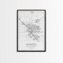 Modesto Street Map, California Map, City Map Art, Modern Art, Wall Art, Canvas Print, Home Décor Wall Art, Friendship Gift, Travel Wall Art