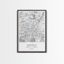 Munich Street Map, Germany Map, Europe City Map Art, Modern Art, Wall Art, Canvas Print, Dorm Wall Décor, Holiday Gift, Travel Wall Print