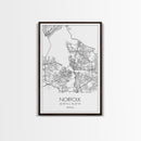 Norfolk Street Map, Virginia Map, City Map Art, Modern Art, Wall Art, Canvas Print, Bedroom Décor, College Student Gift, Travel Print