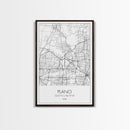 Plano Street Map, Texas Map, City Map Art, Minimalist Art, Wall Art, Canvas Print, Wall Art Prints, Travelling Gift, Living Room Décor