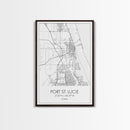 Port St Lucie Street Map, Florida Map, City Map Art, Minimalist Art, Wall Art, Canvas Print, Friend Gift, Black And White Art, Travel Décor