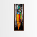 Colorful Canoe Painting Canvas Print Rustic Wall Art Nautical Decor Coastal Art Extra Wide Art Living Room Art Above Couch Art