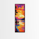 Sunset Cowboy Art Framed Canvas Print Vibrant Western Wall Art, Chicano Art, Colorful Wall Art, Southwest Wall Art, Extra Wide Art