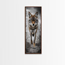 Intense Coyote Stare Framed Canvas Print | Wildlife Wall Art | Rustic Decor | Moody Art | Southwest Wall Art | Above Sofa Art | Gift Idea