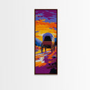 Sunset Wagon Landscape Framed Canvas Print, Rustic Wall Art, Moody Art, Southwest Wall Art, Above Couch Art, Tall Narrow Art