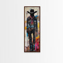 Mysterious Cowboy Art Framed Canvas Print, Southwest Wall Art, Moody Art, Rustic Wall Art, Dark Romance Painting, Extra Wide Art