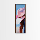 Pink Cowgirl Hat Art Framed Canvas Print, Coastal Cowgirl Wall Art, Light Pink Wall Art, Whimsical Art, Gift Idea for Her, Rustic Decor