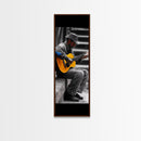 Street Musician with Guitar Framed Canvas Print | Moody Urban Wall Art | Rustic Decor | Music Art | Farmhouse Wall Art | Gift Idea