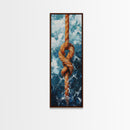 Nautical Rope Knot Painting Framed Canvas Print, Coastal Wall Art, Nautical Decor, Maritime Wall Art, Surf Wall Art, Ocean Art, Extra Wide Art, Rustic Wall Art, Moody Art, Above Couch Art, Gift Idea, Original Painting, Panoramic Art