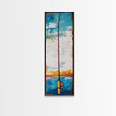 Fishing Rod Painting Canvas Print, Fly Fishing Art, Nautical Wall Art, Rustic Decor, Tall Narrow Art, Coastal Landscape Art, Above Couch Art, Fishing Wall Art, Nautical Decor, Farmhouse Art, Skinny Wall Art, Living Room Art, Gift Idea
