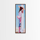 Western Cowgirl Painting Canvas Print, Black Cowgirl Painting, Coastal Cowgirl Wall Art, Tall Narrow Art, Light Pink Wall Art, Moody Art, Minimalist Art, Rustic Art, Vertical Wall Art, Farmhouse Art, Pink Orange Wall Art, Gift Idea