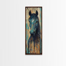 Rustic Blue Horse Painting Canvas Print Farmhouse Wall Art Vintage Horse Art Moody Art Living Room Art Southwest Wall Art