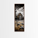 Rustic Barn Landscape Canvas Print Farmhouse Wall Art Barn Landscape Oil Painting Rustic Decor Moody Art Above Sofa Art