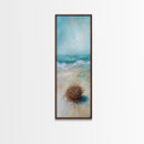 Serene Beach Nest Framed Canvas Print coastal landscape art wabi sabi wall art minimalist art nautical decor ocean painting seascape