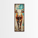 Abstract Western Bull Framed Canvas Print rustic decor farmhouse wall art southwest wall art geometric wall art gift idea for him