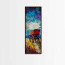 Impressionist Wagon on Blue Canvas Print rustic wall art, farmhouse art, barn landscape oil painting, vintage art, moody art, gift idea him