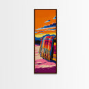 Boho Blanket at Sunset Framed Canvas Print southwest wall art warm sunset art boho art rustic decor gift idea for her