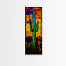 Vibrant Cactus Sunset Canvas Print, Southwest Wall Art, Desert Art, Bright Colorful Wall Art, Moody Art, Joshua Tree Art, Gift Idea, Vertical Wall Art