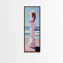 Woman in White Dress Canvas Print, Coastal Cowgirl Wall Art, Minimalist Art, Boho Art, Bedroom Art, Guest Room Art, Nautical Decor