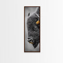 American Bison Close-Up Framed Canvas Print | Rustic Wall Art | Western Decor | Moody Art | Wildlife Painting | Gift Idea | Farmhouse Art
