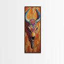 Vibrant Skull Art Framed Canvas Print, Western Wall Art, Skull Art, Boho Art, Southwest Decor, Moody Art, Rustic Wall Art, Halloween Art