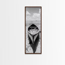 Tranquil Canoe on Misty Lake, Canvas Print, landscape painting, minimalist art, zen wall art, nature art, lake Tahoe art, bedroom art