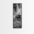 Old Wooden Wagon, Rustic Landscape, Framed Canvas Print, Western Décor, Farmhouse Wall Art, Minimalist Art, Extra Wide Art