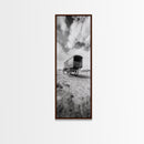 Pioneer Covered Wagon, Rustic Wall Art, Framed Canvas Print, Farmhouse Art, Western Décor, Minimalist Art, Extra Wide Art