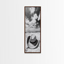 Straw Cowboy Hat, Beach Photography, Framed Canvas Print, Coastal Cowgirl, Wall Art, Rustic Décor, Minimalist Wall Art