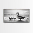 Duck family, bird art, whimsical art, coastal decor, nature painting, extra wide art, panoramic art, above couch art, framed canvas print