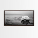 Lotus, Zen Wall Art, Minimalist Art, Coastal Landscape Art, Wabi Sabi Art, Panoramic Art, Moody Art, Framed Canvas Print