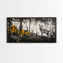 Howling Wolf, moody art, pine tree art, rustic wall art, forest at dusk painting, extra wide art, framed canvas print, southwestern art