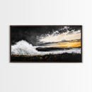Ocean Waves, coastal wall art, nautical painting, seascape painting, moody art, extra wide art, framed canvas print, panoramic painting