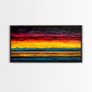 Sunset Over Water, Colorful Horizon Painting, Coastal Wall Art, Extra Wide Art, Framed Canvas Print, Above Sofa Art, Ocean Lover Gift