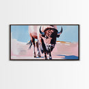 Bison, western art, rustic wall art, framed canvas print, above couch art, farmhouse art, black cowgirl painting, original painting