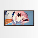 Koi Fish Painting, Light Pink Wall Art, Coastal Wall Art, Nautical Decor, Framed Canvas Print, Gift Idea, Living Room Art, Ocean Art