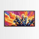 Joshua Tree, desert landscape, sunset art, boho decor, southwest wall art, extra wide art, framed canvas print, panoramic painting