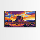 Monument Valley, desert painting, southwest wall art, mountain painting, boho art, panoramic art, Canvas Print, rustic wall art, cowboy gift