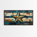 Lone Star Art, Framed Canvas Print, Rustic Wall Art, Southwest Wall Art, Geometric Wall Art, Extra Wide Art, Above Couch Art, Farmhouse Decor