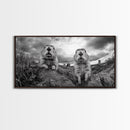 Prairie dogs, whimsical art, rustic wall art, farmhouse art, nature painting, extra wide art, above couch art, framed canvas print