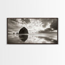 Coastal, seascape, moody art, ocean view, nautical wall art, panoramic painting, extra wide art, above bed wall art, framed canvas print