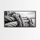 Nautical rope, rustic art, coastal decor, nautical wall art, maritime painting, extra wide art, panoramic painting, framed canvas print