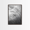 Wind Blowing Grass, moody art, wabi sabi art, landscape painting, farmhouse art, rustic decor, minimalist art, framed canvas print