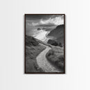 Coastal Pathway, coastal landscape art, seascape painting, nature trail print, ocean decor, beach house art, framed canvas print, nautical decor