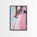 Pink cowgirl, western belt, black cowgirl painting, light pink wall art, southwestern art, cowboy aesthetic, framed canvas print, rustic art