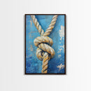 Nautical Knot, Coastal Wall Art, Framed Canvas Print, nautical decor, rustic art, textured painting, nautical painting, coastal cowgirl wall art