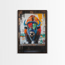 Abstract Bison, Graffiti Wall Art, Bold Colors, Rustic Wall Art, Framed Canvas Print, Farmhouse Art, Southwest Decor, Western Art