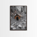 Cabin in the Woods, Rustic Barn Art, Wabi Sabi Wall Art, Moody Nature Art, Farmhouse Wall Art, Gift Idea, Framed Canvas Print, Boho Art