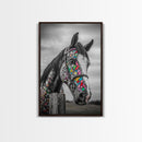 Painted Horse, Mosaic Wall Art, Blotter Art, Horse Wall Art, Boho Art, Colorful Western Art, Canvas Print, Gift Idea